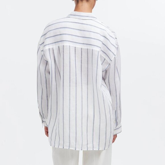 Madewell The Oversized Shirt Semi-Sheer White Stripes Size S NWT - Picture 2 of 10